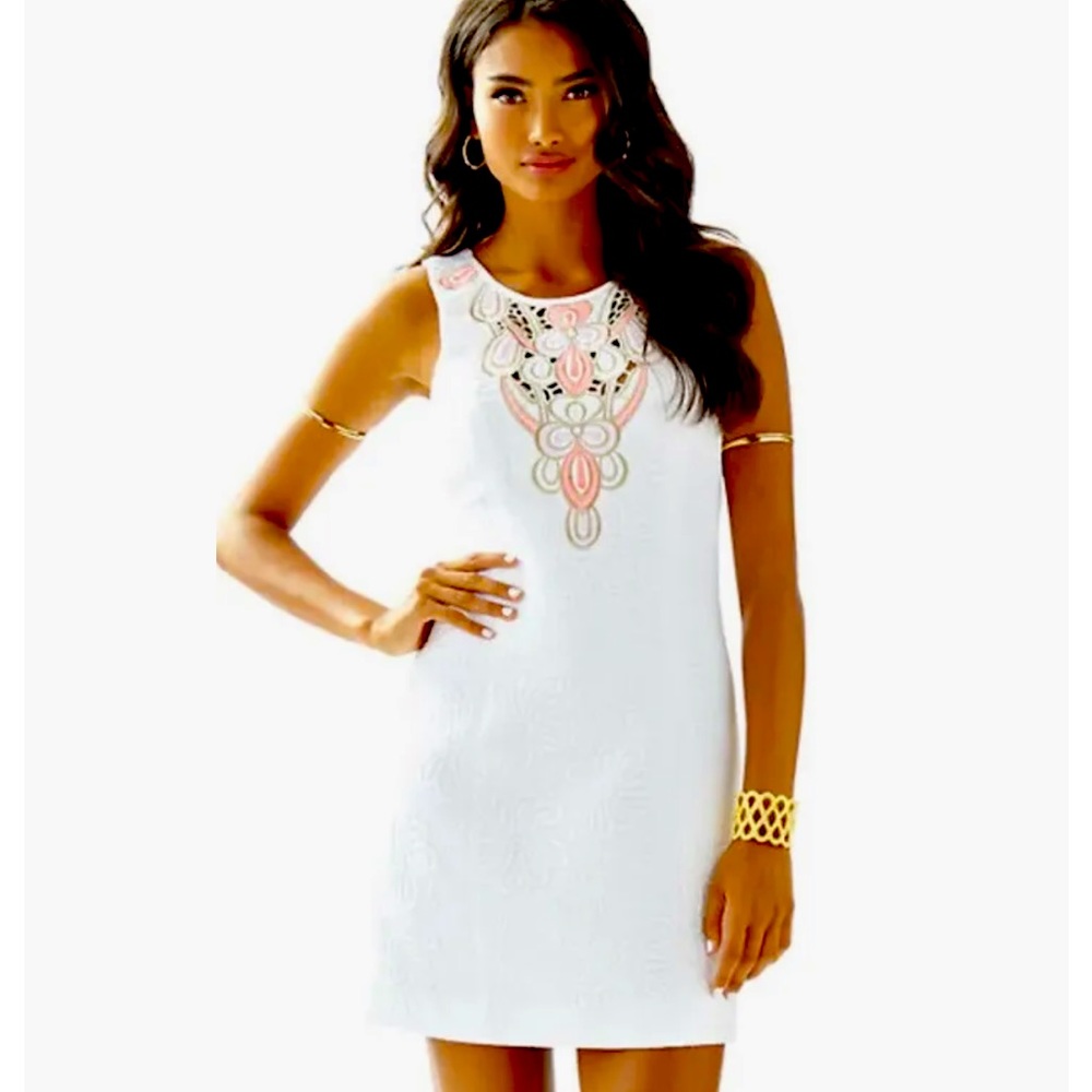 Lilly Pulitzer “Logan” Sheath Size 8 Dress Textured Fabric Floral Jacquard